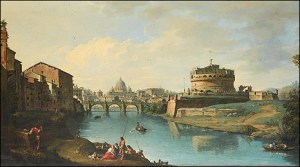 Zocchi Zocchi, View of the Tiber Looking towards the Castel Sant'Angelo and Saint Peter's, mid-eighteenth century