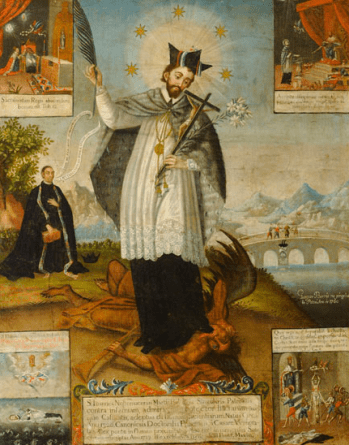 Saint John of NepomukGaspar Miguel de Berrío (Bolivian, 1706 - after 1764)1760Oil on canvas40 9/16 x 32 5/16 inches (103 x 82 cm)Promised gift of the Roberta and Richard Huber Collection