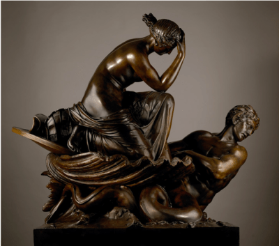 William Theed the Elder (1764-1817), Thetis returning from Vulcan with the armour of Achilles. Bronze, cast, chased and patinated, on an integral rectangular plinth. Height: 128 cm; width: 120 cm; length: 143 cm.