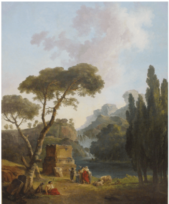 Hubert Robert, Paysage de cascade avec les bergers d'Arcadie © Musée de Valence, photo Eric Caillet