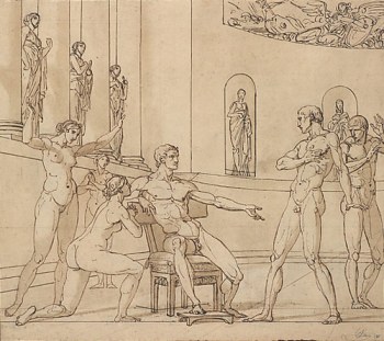 François André Vincent, The Clemency of Augustus (Corneille, Cinna, V, 3) (recto); Knight Restraining a Female Figure (verso), 1788 (New York: Metropolitan Museum of Art)