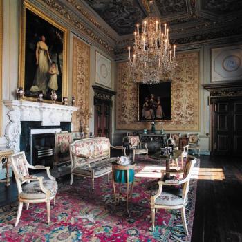 The White Drawing Room at Houghton Hall, with paintings by John Hoppner and George James (Photo: Nick McCann)