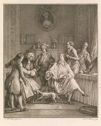 Pietro Antonio Martini, after Jean Michel Moreau the Younger, The Morning Toilet (La Petite Toilette), from Le Monument du Costume, ca. 1777 (New York: Metropolitan Museum of Art, 33.6.28)