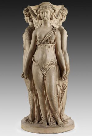 Claude Michel, called Clodion, Three Graces, early 1770s, terracotta, private collection; photo: Michael Bodycomb