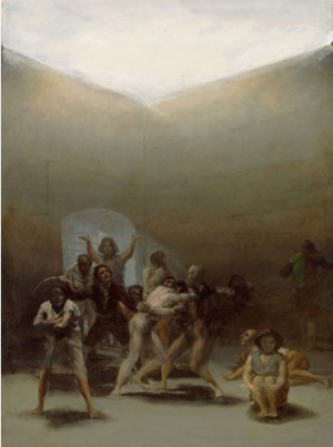 Francisco José de Goya y Lucientes, Yard with Madmen, oil on tin-plated iron, 1794 (Dallas: Meadows Museum)