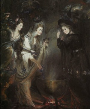 halloween The 3 Witches from Shakespeare’s Macbeth Daniel Gardner 1775 Georgiana, Duchess of Devonshire,Elizabeth Lamb, Viscountess Melbourne sculptor Anne Seymour Damer