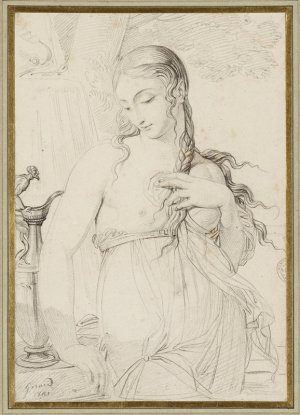 Louis Lafitte, Young Woman in Classical Dress, Study for the Month of Thermidor, ca. 1804–05, black chalk, partially incised (Minneapolis Institute of Arts).