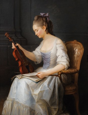 Anne Vallayer-Coster, Portrait of a Woman with Violin, 1773.