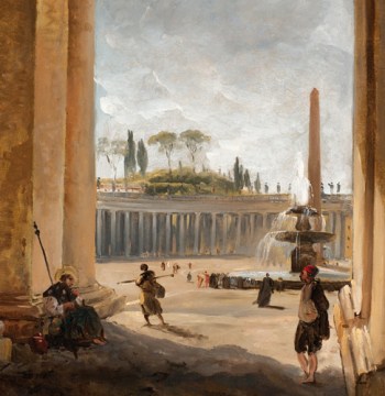Hubert Robert, View of Saint Peter’s Square in Rome through Bernini’s Colonnade