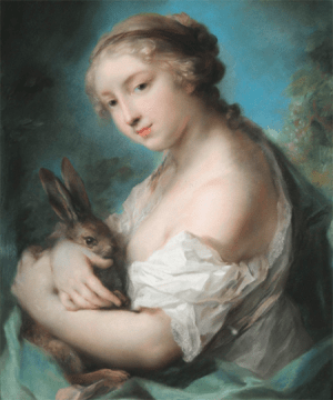 Rosalba Carriera, Girl with a Rabbit, ca. 1720–30, pastel on paper (The Huntington Library, Art Collections, and Gardens: Adele S. Browning Memorial Collection)