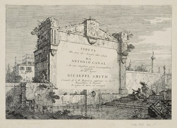 Canaletto (Giovanni Antonio Canal), Title Plate, Vedute Series, ca. 1744, etching on laid paper (Hood Museum of Art, Dartmouth College: Gift of Jean Weil in memory of Adolph Weil Jr., Class of 1935; PR.997.5.22)