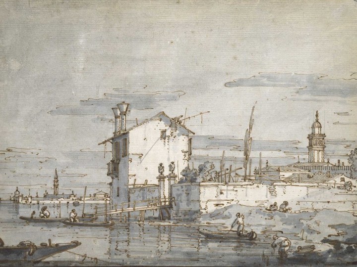 Giovanni-Antonio-Canal-known-as-Canaletto-1697-1768-An-Island-in-the-Lagoon-Pen-brown-ink-with