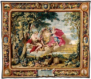 Autumn, after 1664, tapestry, wool, silk and gilt-metal wrapped thread, Gobelins Manufactory, cartoon attributed to Beaudrin Yvart (French, 1611–1690), after Charles Le Brun (French, 1619–1690), The Mobilier National, France. Photo by Lawrence Perquis.