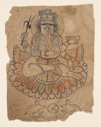 Painting of Ganesha seated.