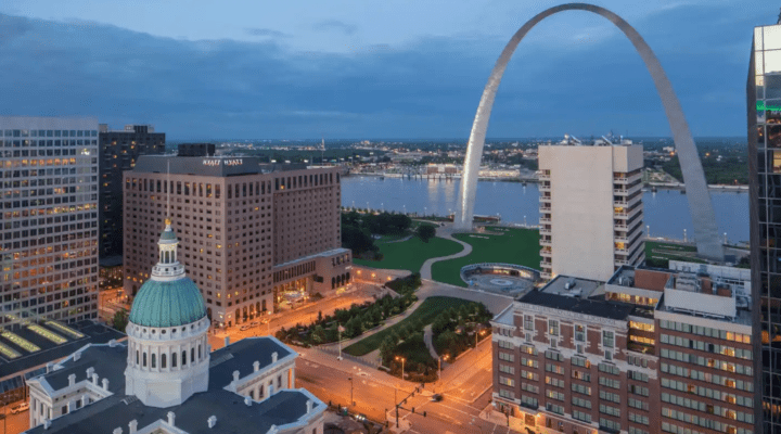 View of the St. Louis with the Arch.