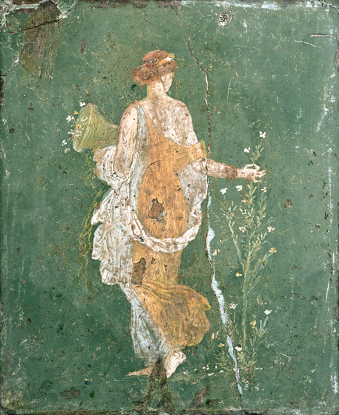 Woman shown from behind against a green background.